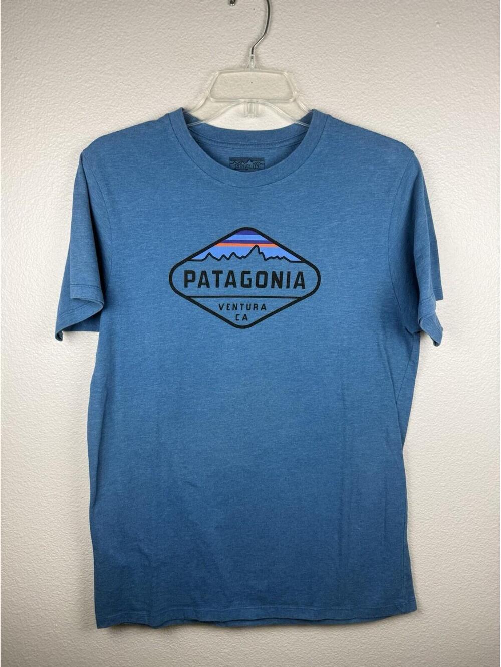 Patagonia Ventura CA Graphic T Shirt Mens Medium Blue Organic Cotton Blend Tee
